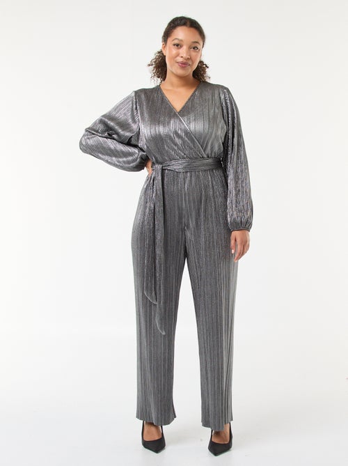 Jumpsuit van plissétricot met wijde pijpen - Kiabi
