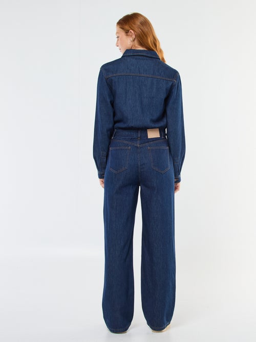 Jumpsuit van spijkerstof met lange mouwen - Kiabi