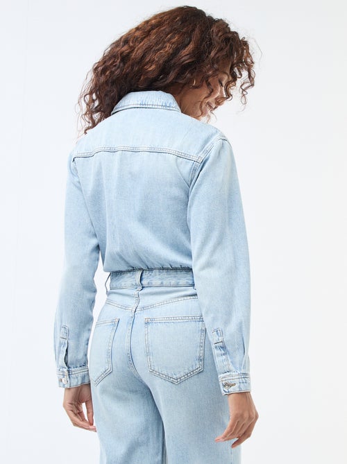 Jumpsuit van spijkerstof met lange mouwen - Kiabi