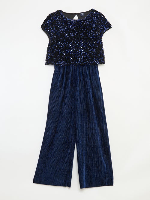 Jumpsuit van velours met lovertjes - Kiabi