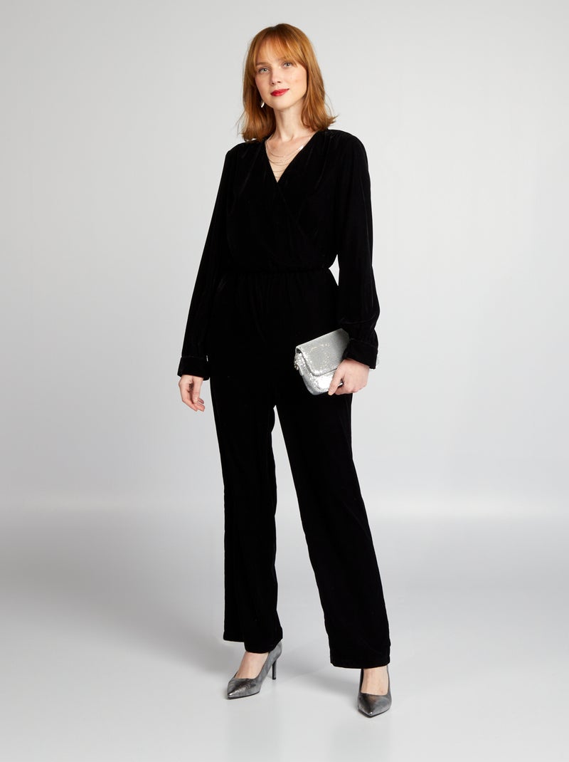 Jumpsuit van velours ZWART - Kiabi