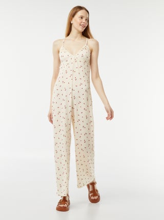 Jumpsuit van wafelstof