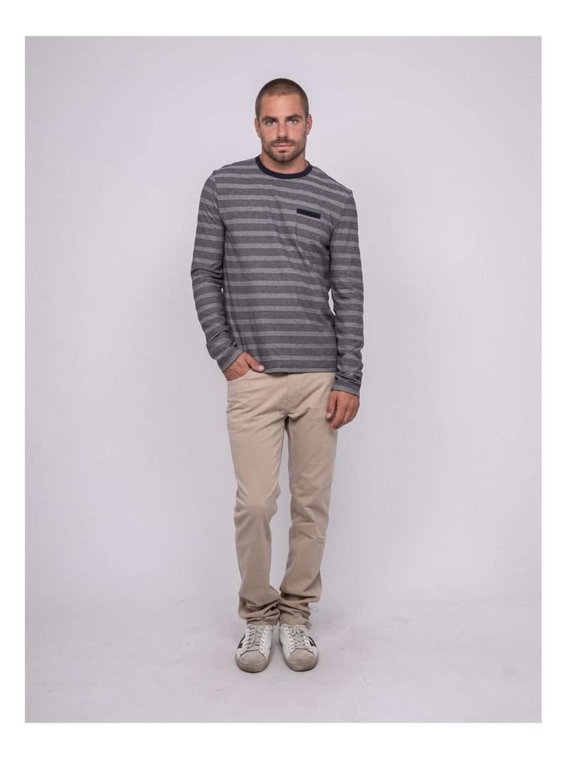 Junanine gestreept t-shirt met lange mouwen Beige - Kiabi