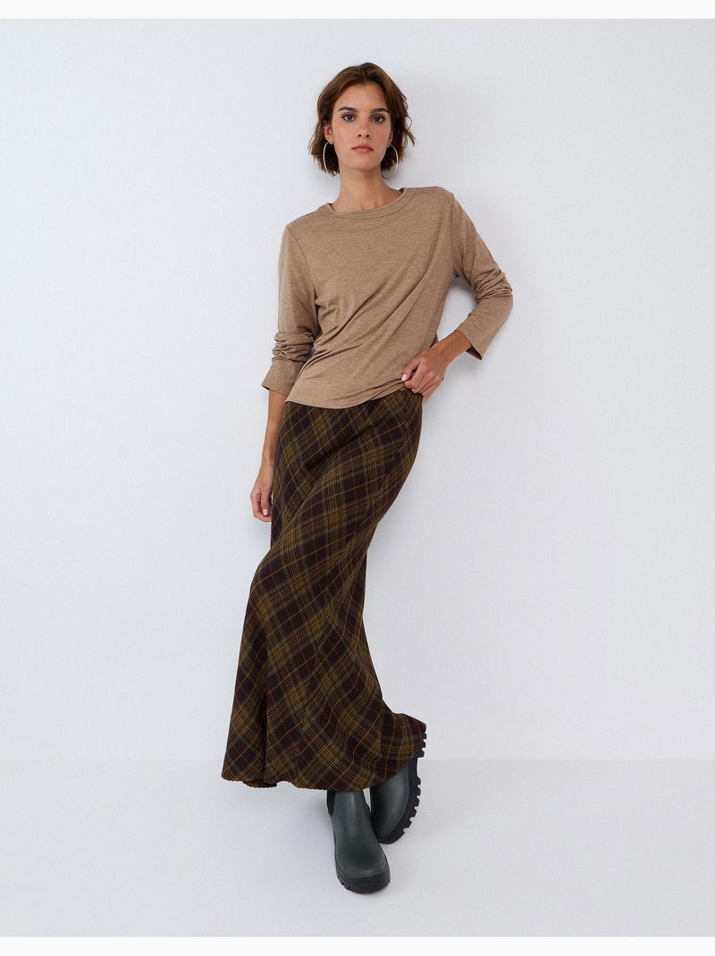 Jupe à carreaux, mo fashion Marron - Kiabi