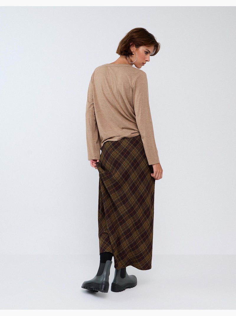 Jupe à carreaux, mo fashion Marron - Kiabi