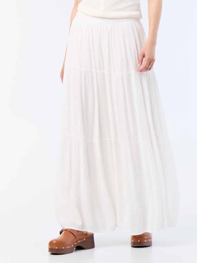 Jupe à étages unie Blanc - Kiabi