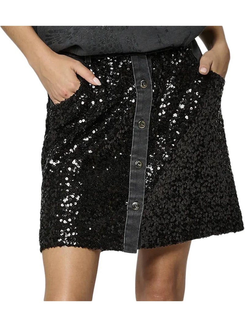 Jupe à Sequins Femme Kaporal Noir - Kiabi