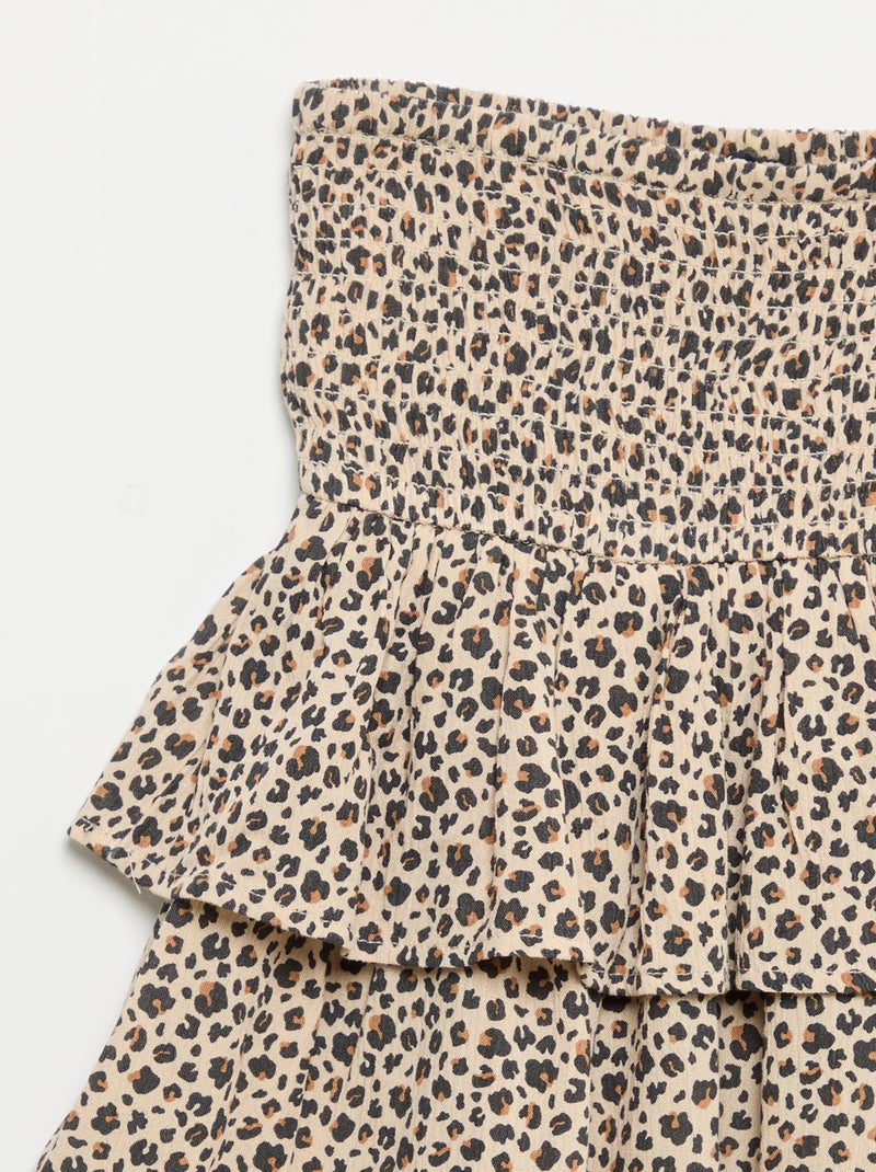 Jupe à volants avec un motif léopard Beige - Kiabi