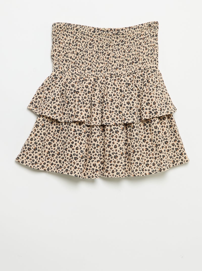 Jupe à volants avec un motif léopard Beige - Kiabi