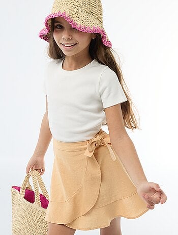 Jupe à volants en lin mélangé