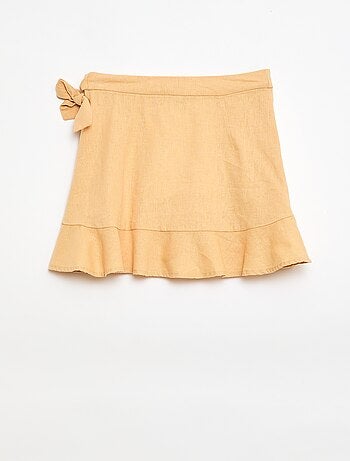 Jupe à volants en lin mélangé