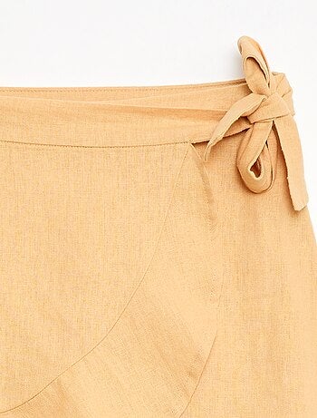 Jupe à volants en lin mélangé