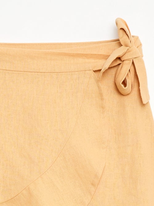 Jupe à volants en lin mélangé - Kiabi