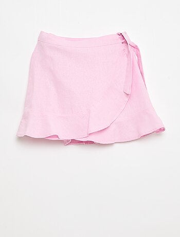 Jupe à volants en lin mélangé