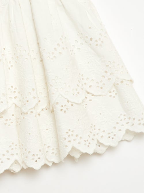 Jupe à volants et broderies anglaises - Kiabi