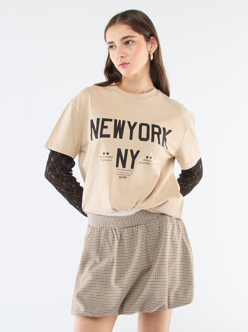 Jupe boule à carreaux - Kiabi