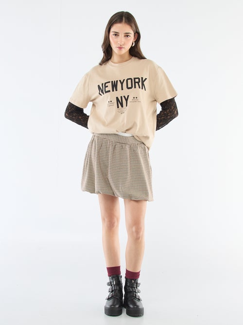 Jupe boule à carreaux - Kiabi