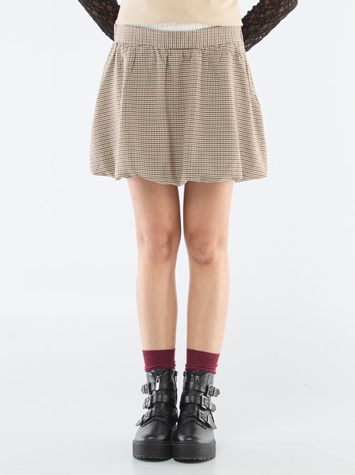 Jupe boule à carreaux - Kiabi