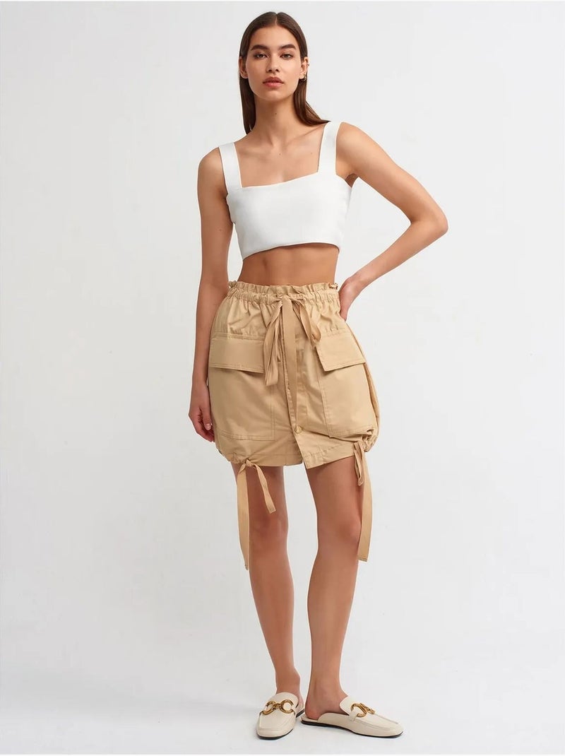 Jupe cargo mini à taille haute dilvin Grège - Kiabi