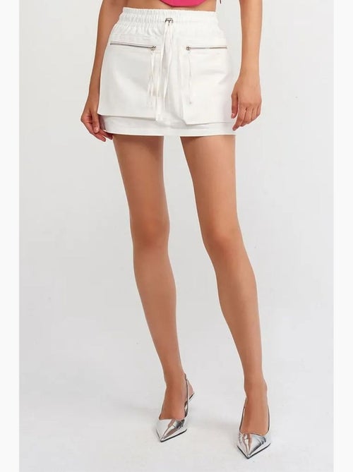 Jupe cargo mini en popeline de coton, taille haute dilvin - Kiabi