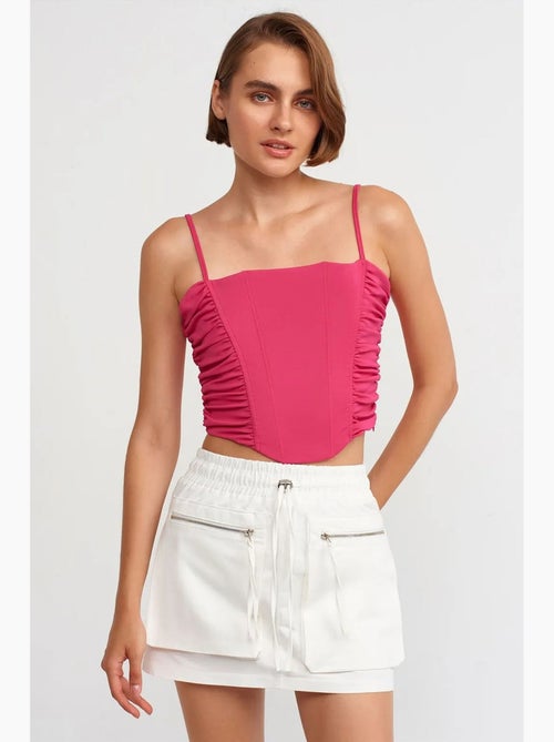 Jupe cargo mini en popeline de coton, taille haute dilvin - Kiabi