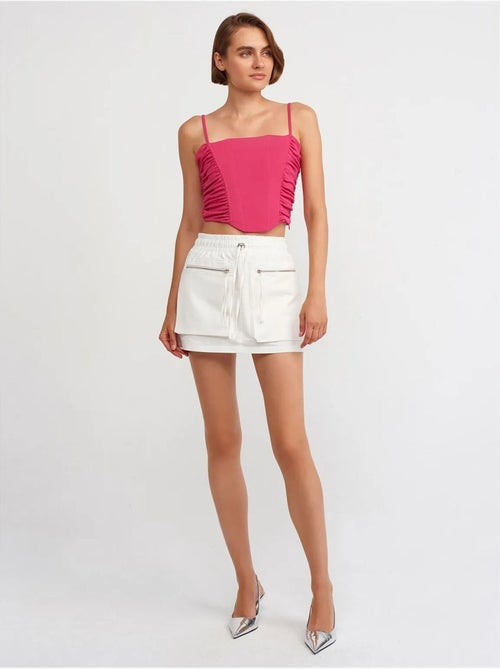 Jupe cargo mini en popeline de coton, taille haute dilvin - Kiabi