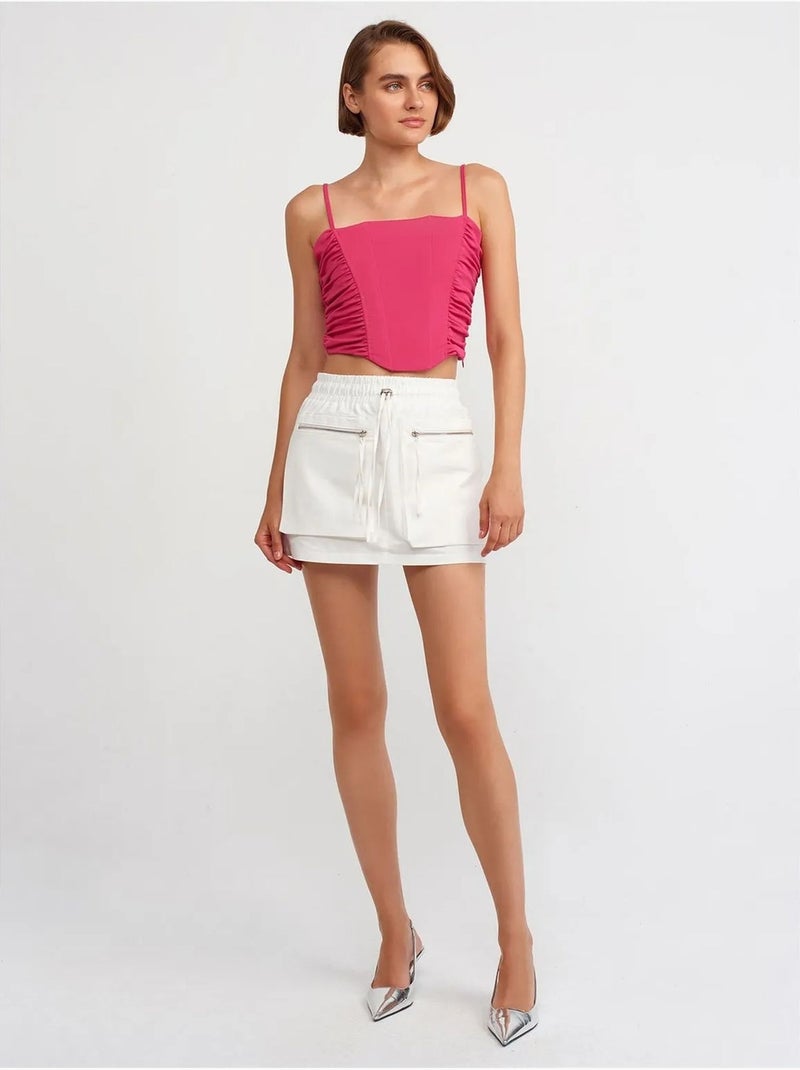 Jupe cargo mini en popeline de coton, taille haute dilvin Blanc - Kiabi