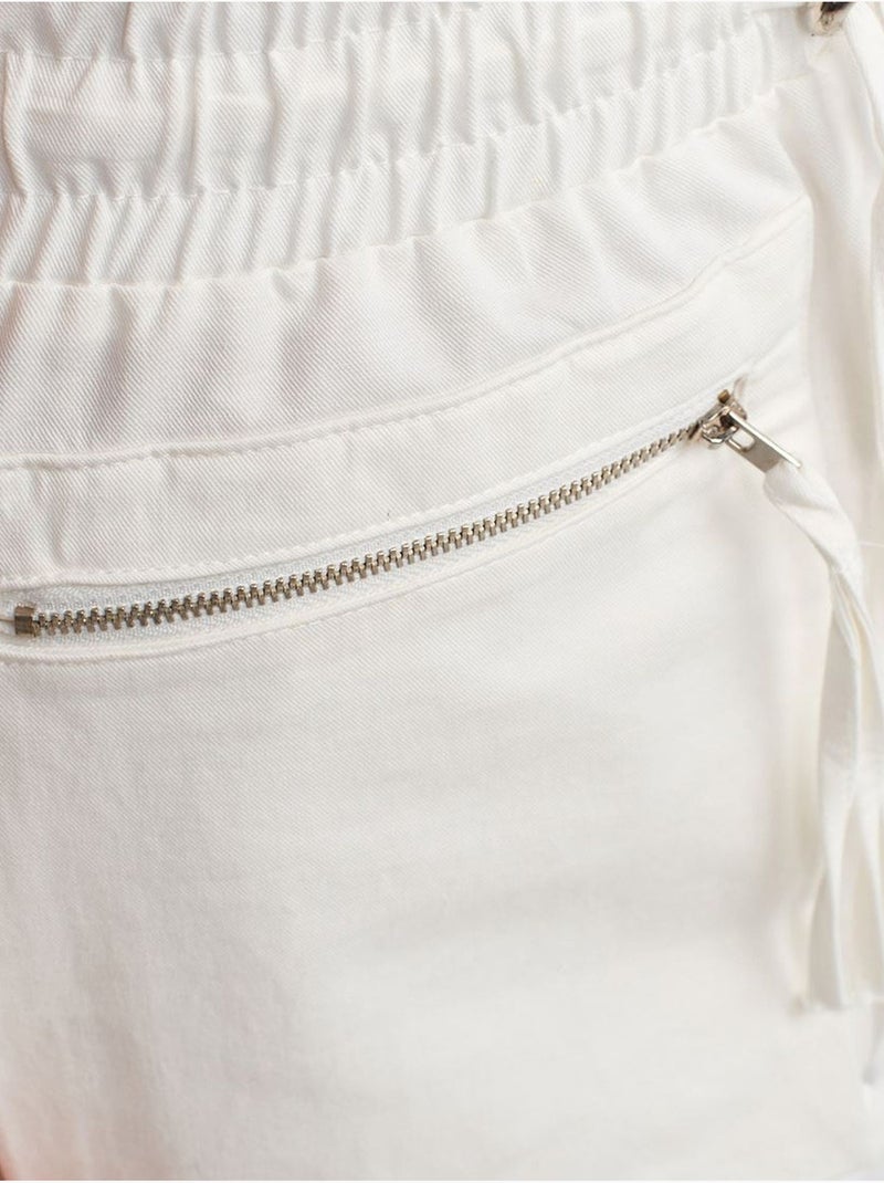 Jupe cargo mini en popeline de coton, taille haute dilvin Blanc - Kiabi