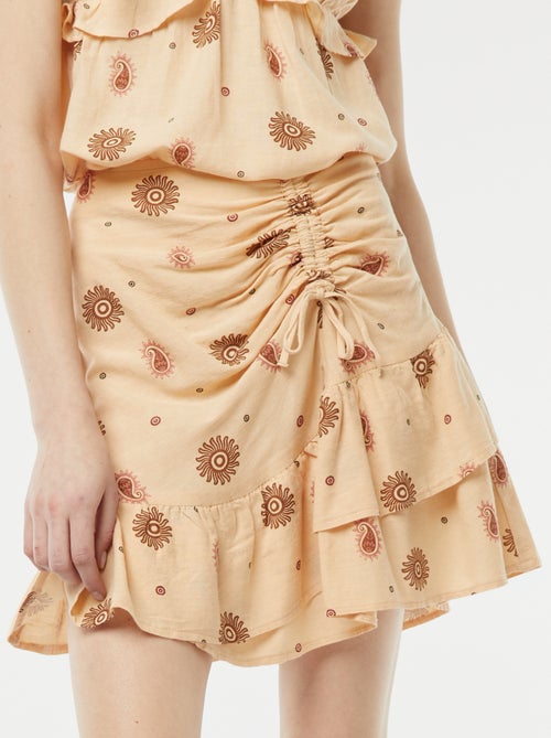 Jupe courte avec base volantée à étages - Kiabi