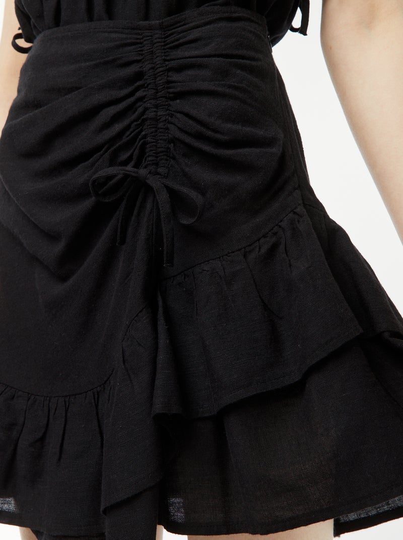 Jupe courte avec base volantée à étages noir - Kiabi