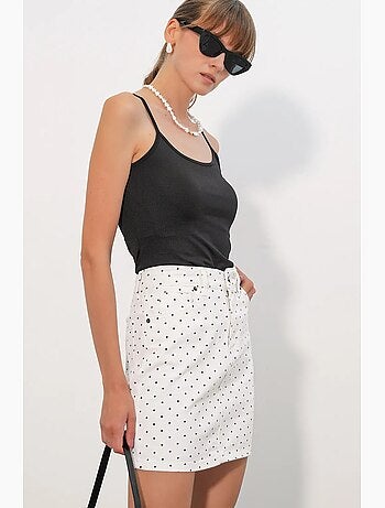 Jupe courte en denim à pois, taille haute bdart
