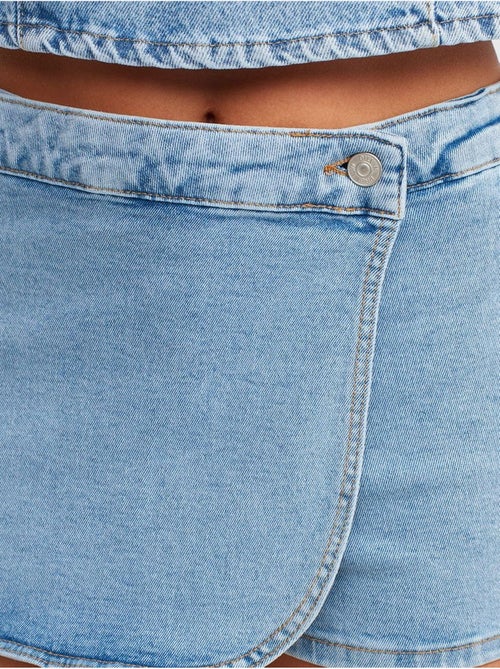Jupe courte en denim à taille haute dilvin - Kiabi