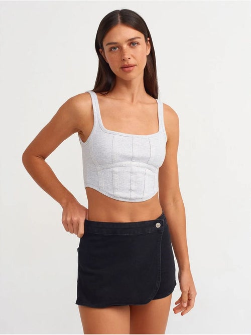 Jupe courte en denim à taille haute dilvin - Kiabi