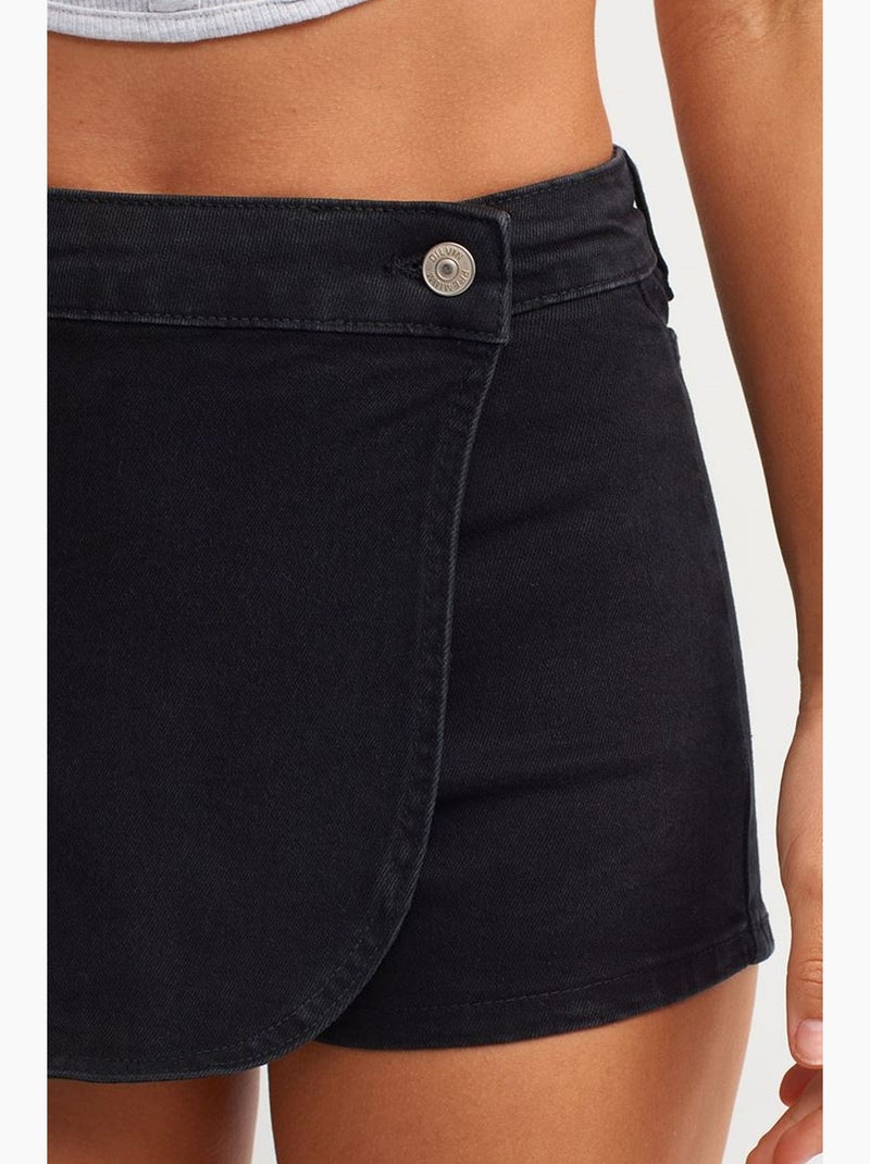 Jupe courte en denim à taille haute dilvin Noir - Kiabi