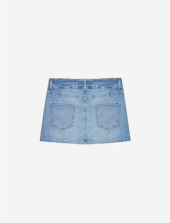 Jupe courte en denim à taille haute et ceinture dilvin
