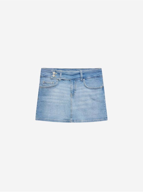 Jupe courte en denim à taille haute et ceinture dilvin - Kiabi