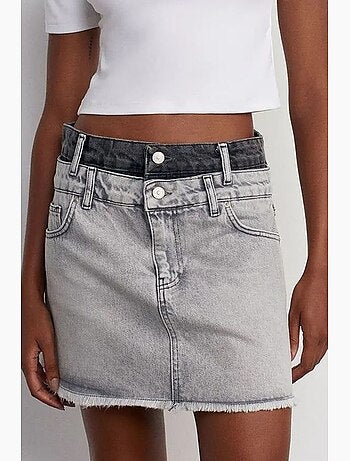 Jupe courte en denim à taille mi-haute pour femme dilvin