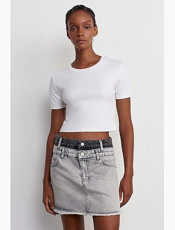 Jupe courte en denim à taille mi-haute pour femme dilvin