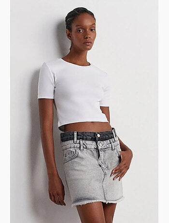 Jupe courte en denim à taille mi-haute pour femme dilvin