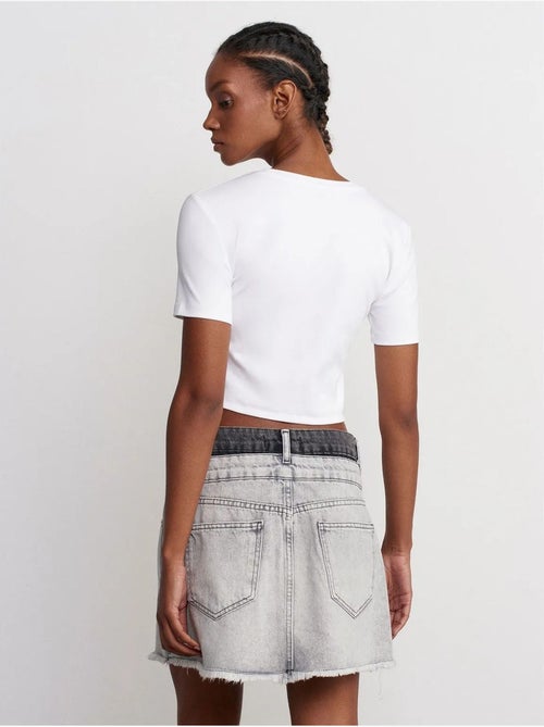 Jupe courte en denim à taille mi-haute pour femme dilvin - Kiabi
