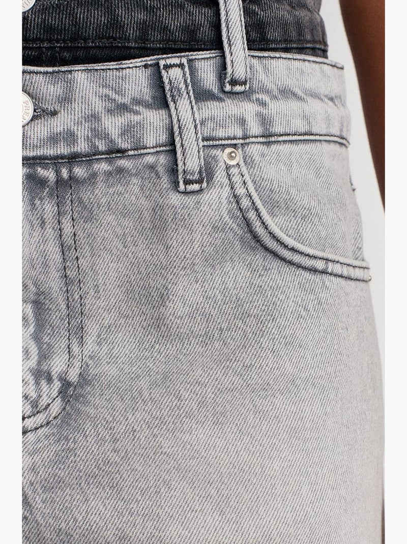 Jupe courte en denim à taille mi-haute pour femme dilvin Gris clair - Kiabi