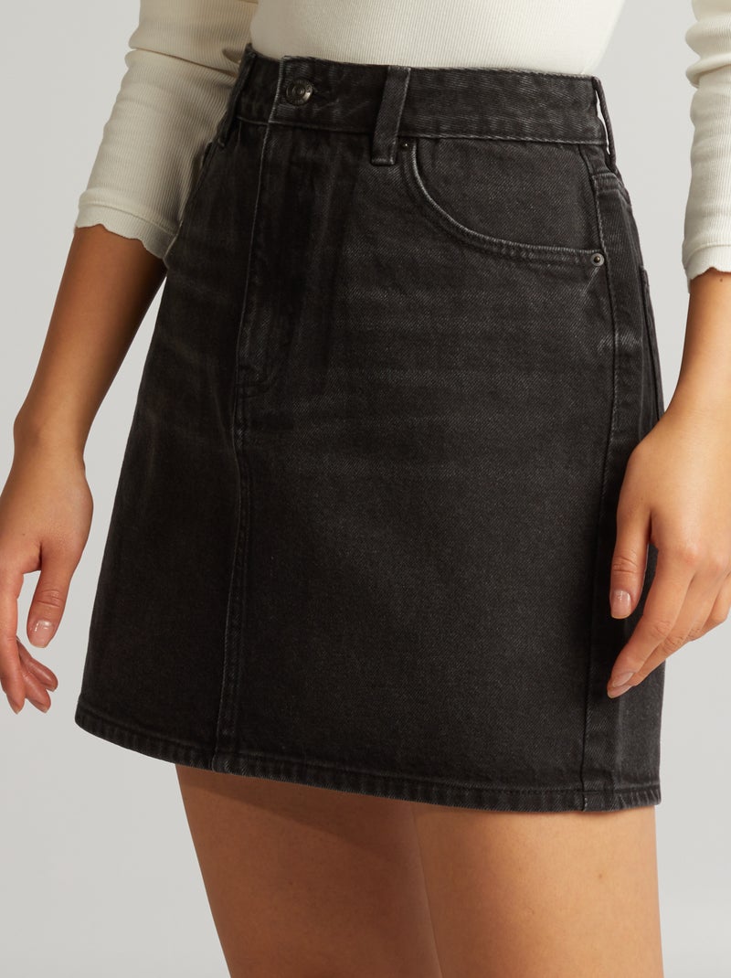 Jupe courte en denim Noir - Kiabi