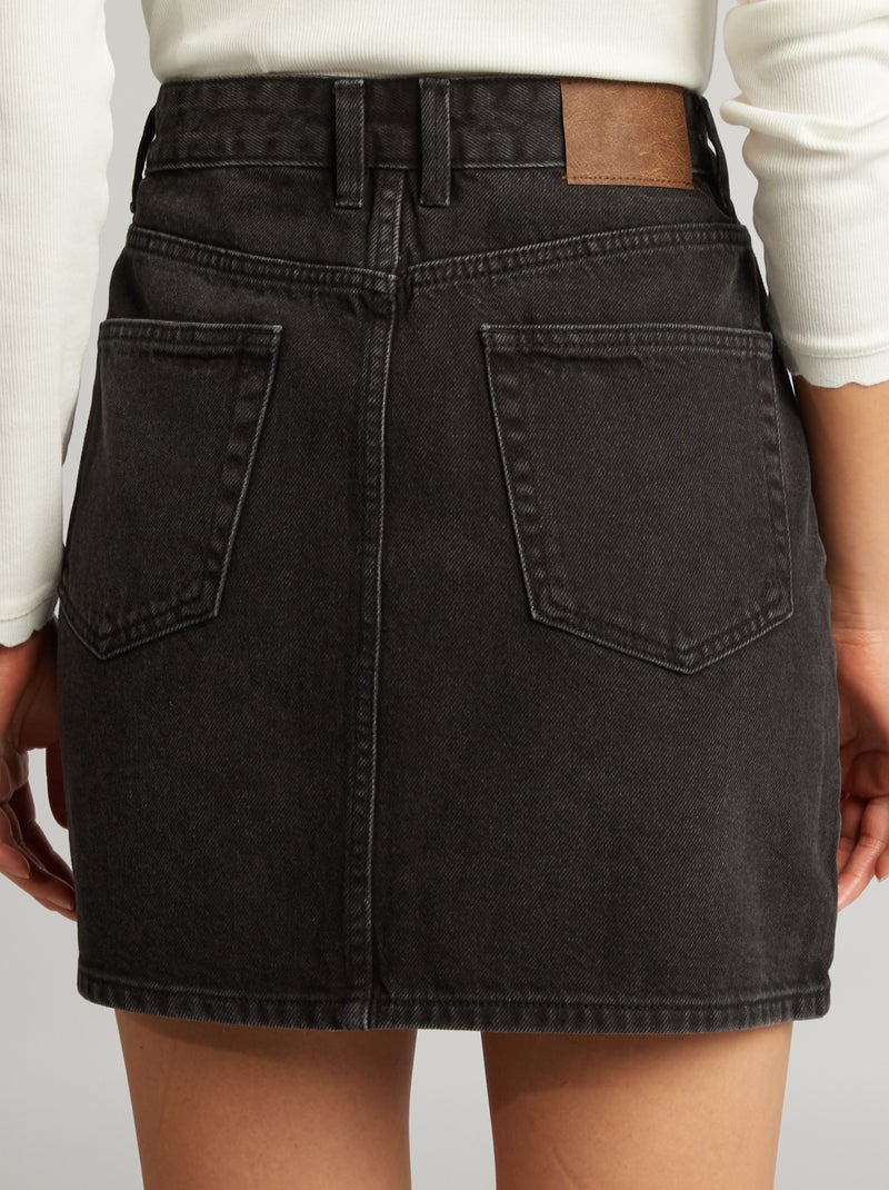 Jupe courte en denim Noir - Kiabi