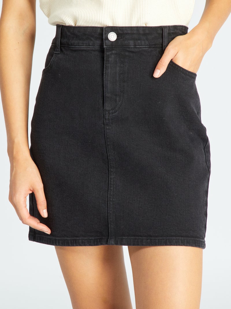 Jupe courte en denim noir - Kiabi