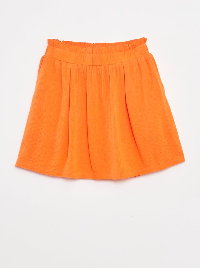 Jupe courte en matière crêpée Orange - Kiabi