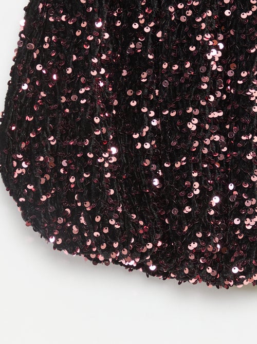 Jupe courte en sequins unie - Kiabi