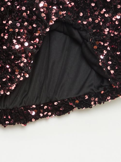 Jupe courte en sequins unie - Kiabi