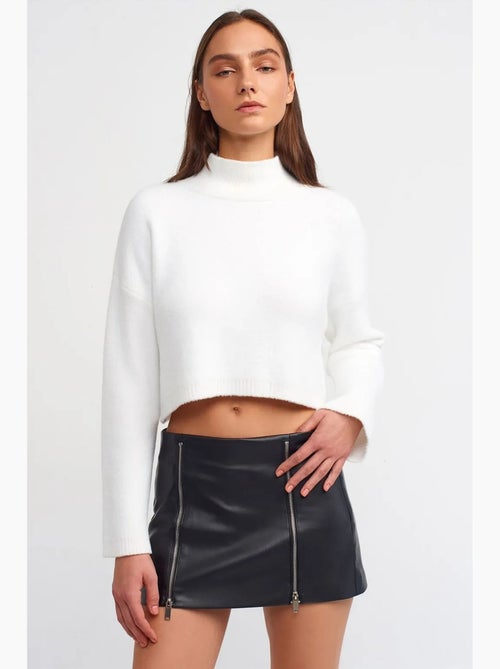 Jupe courte en simili cuir à taille haute dilvin - Kiabi