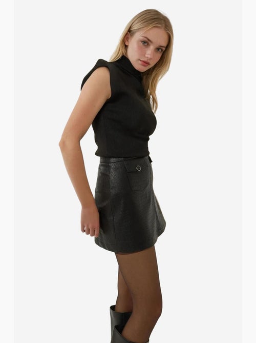 Jupe courte en similicuir à taille mi-haute hiccup - Kiabi Jupe courte en similicuir à taille mi-haute hiccup - Kiabi