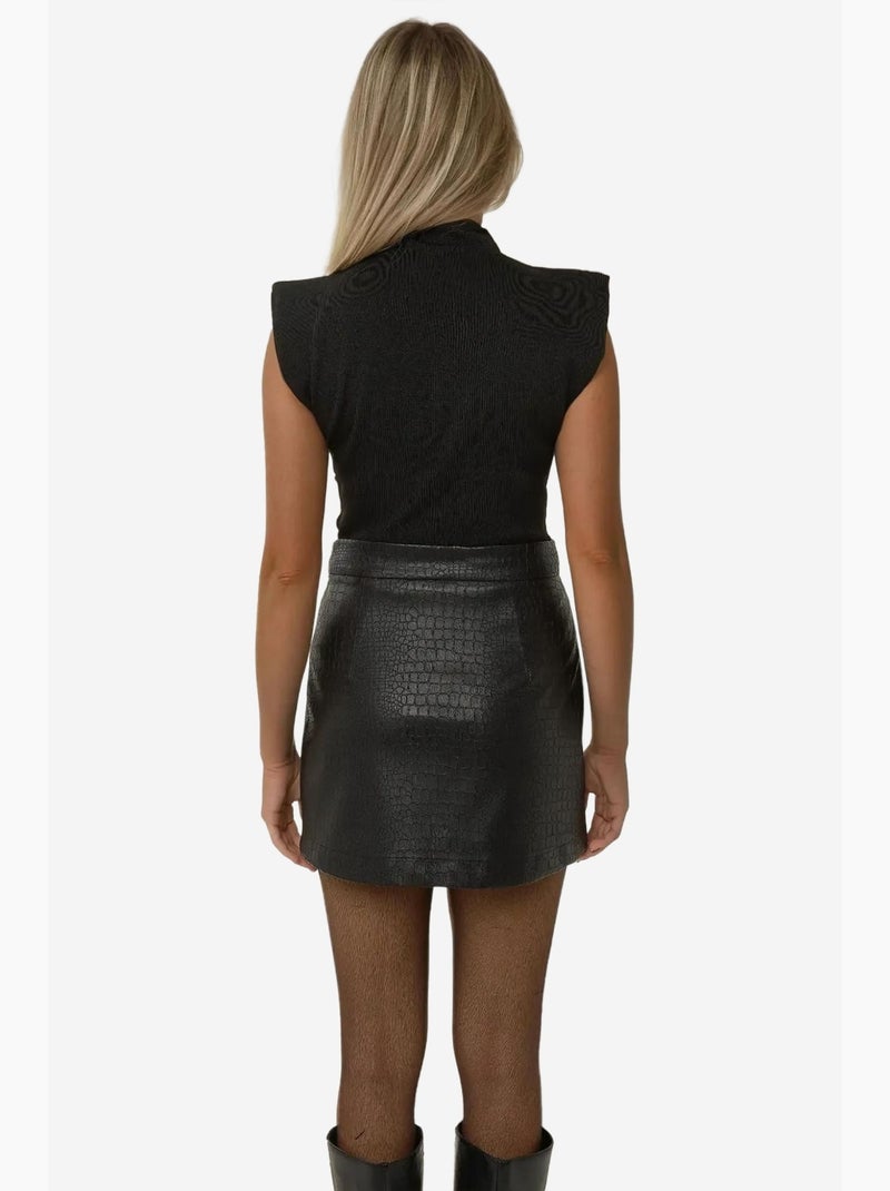 Jupe courte en similicuir à taille mi-haute hiccup Noir - Kiabi